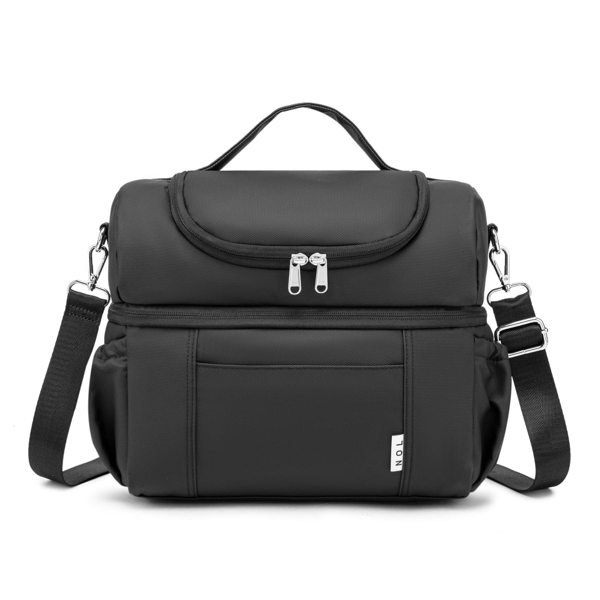 NOL Natural Organic Lifestyle Adult Lunch Box Insulated Lunch Bag Large Dual Compartment Lunch Bag Coolers Lightweight Nylon Waterproof Lunch Box for Work Picnic Travel Outdoors Black