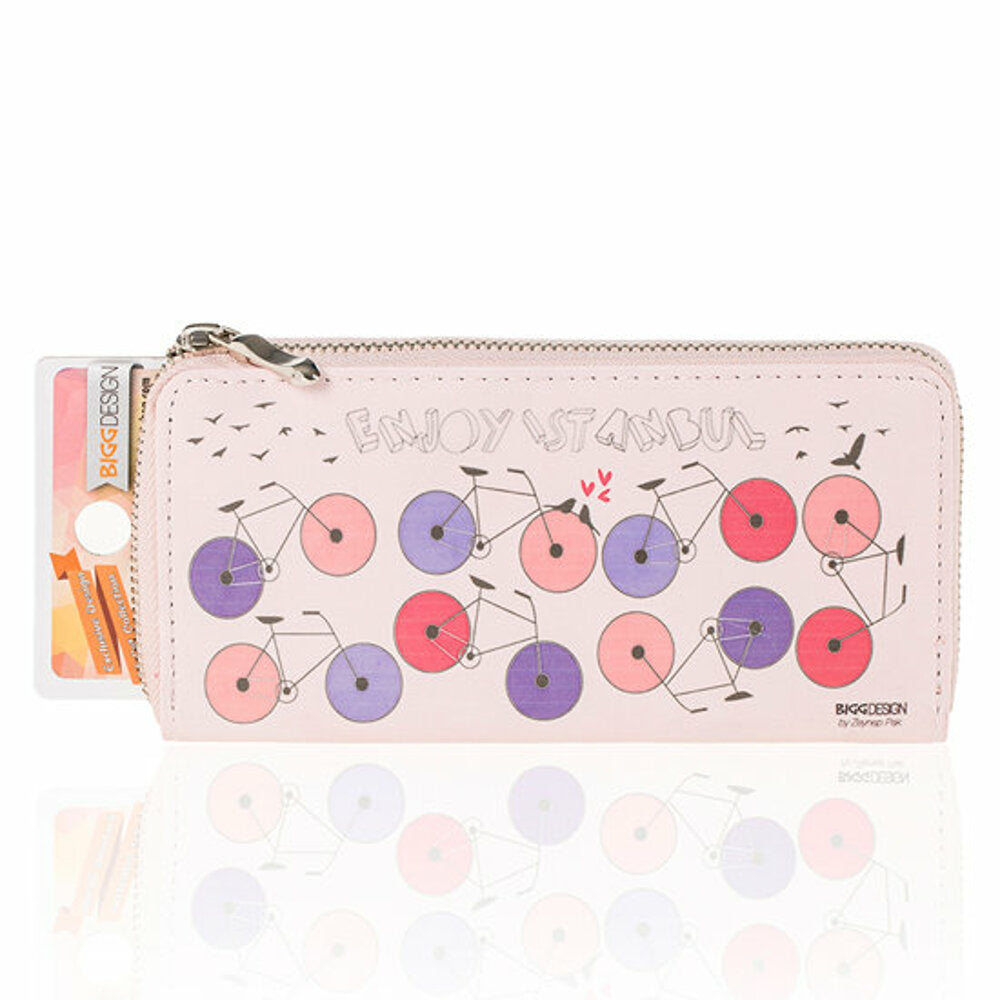 BiggDesign Bicycle Patterned Pink Wallet
