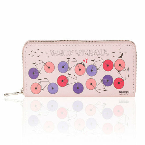 BiggDesign Bicycle Patterned Pink Wallet