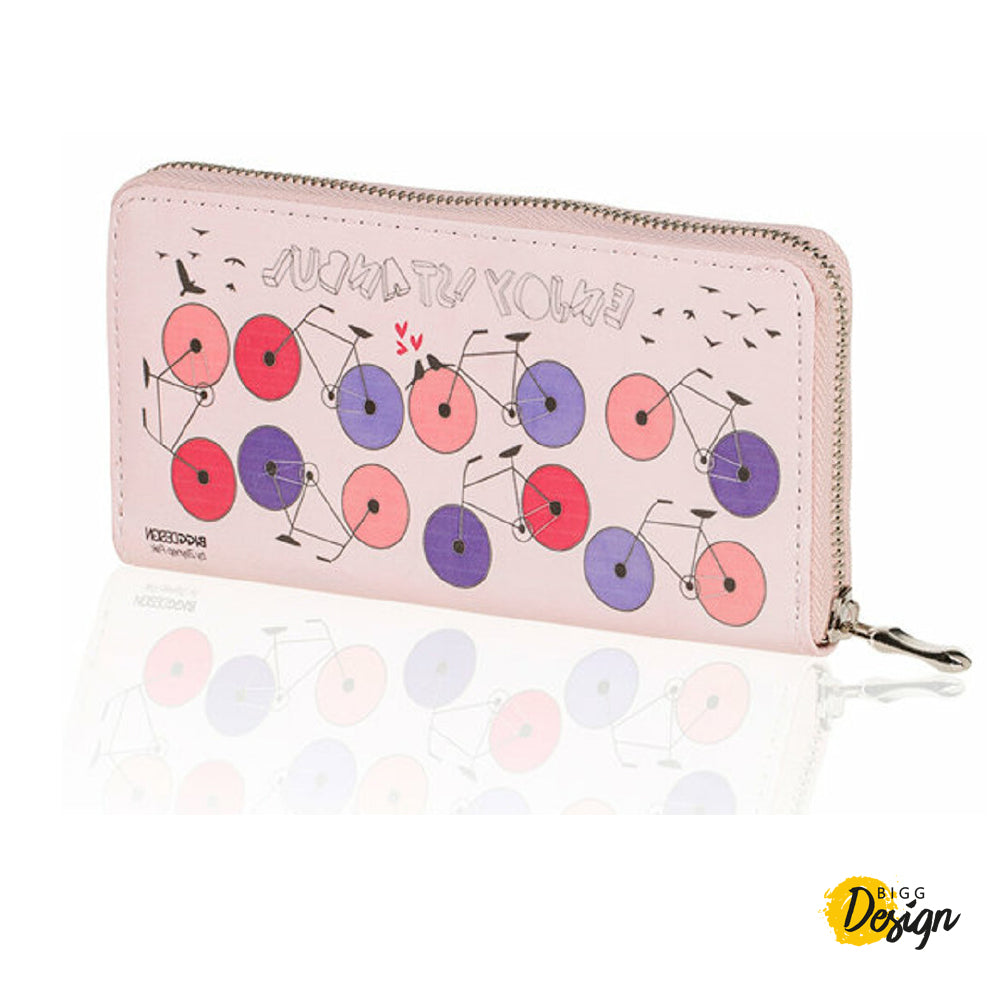 BiggDesign Bicycle Patterned Pink Wallet
