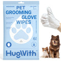 HugWith Pet Grooming Glove Wipes Dog and Cat Cleaning Wipes for Fur Paws Butt Puppy and Dog wet wipes Hypoallergenic Deodorizing with Natural Sunshine Oat Extract On-the-Go Freshness Fast clean